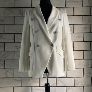 River Island Ivory Double-Breasted Blazer